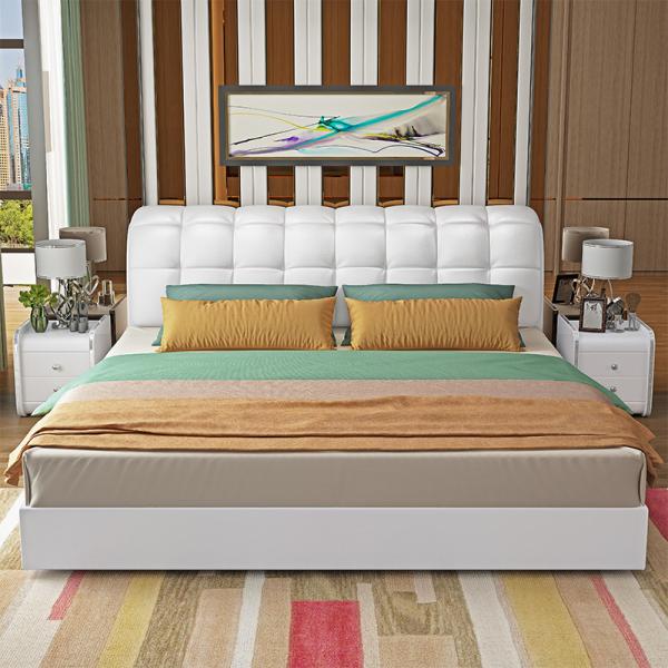Simple leather double bed